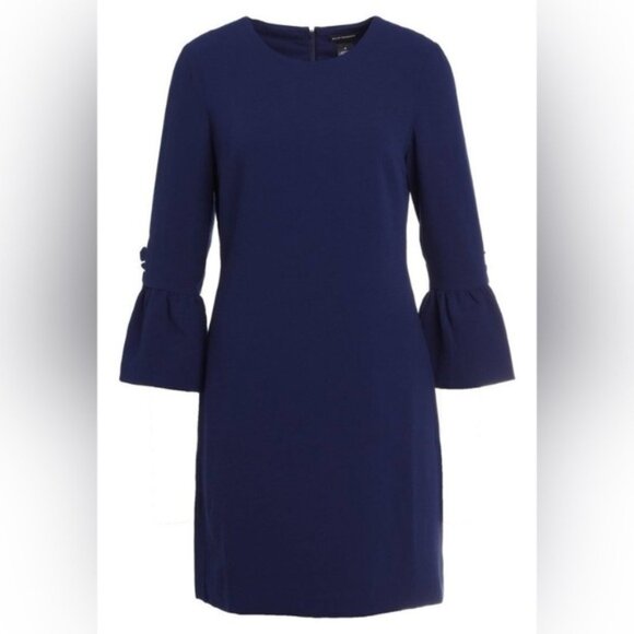 Club Monaco Archibelle Shift Dress Navy Blue Crepe 3/4 Length Sleeve Size 00 - Picture 3 of 16
